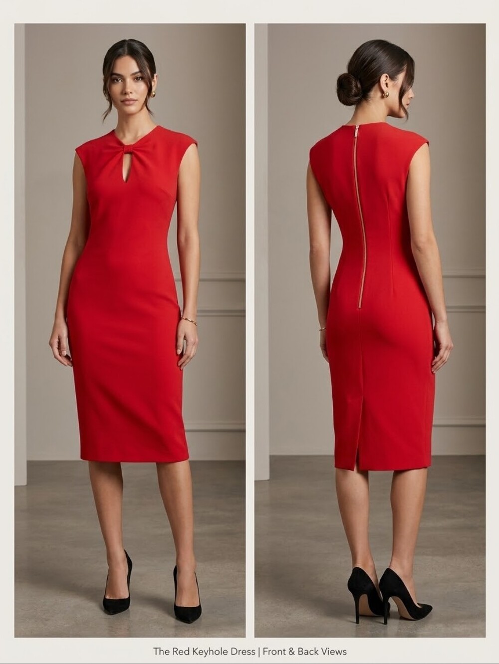 Ted Baker London Red Keyhole Sheath Midi Dress